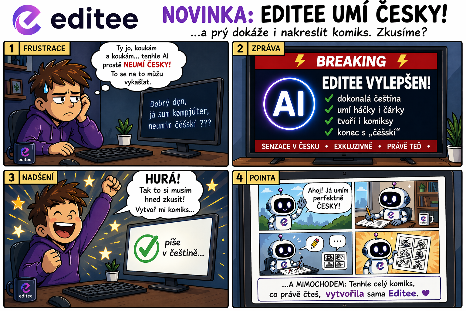 Velký update grafiky v Editee: nejlepší obrázkový model, rychlejší kód, nové UI a minihry při čekání