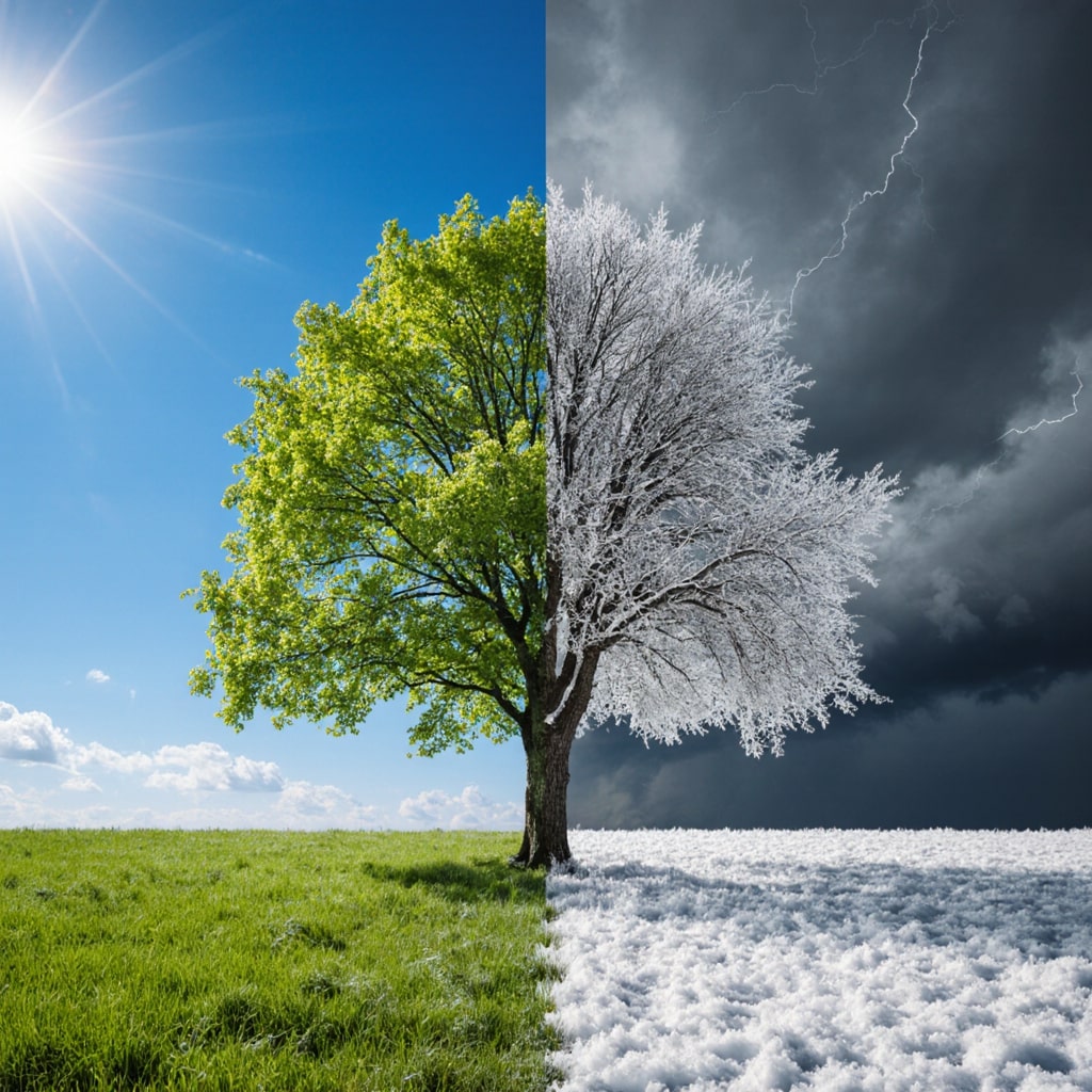 barevný a šedý strom, obrázek vygenerovaný AI