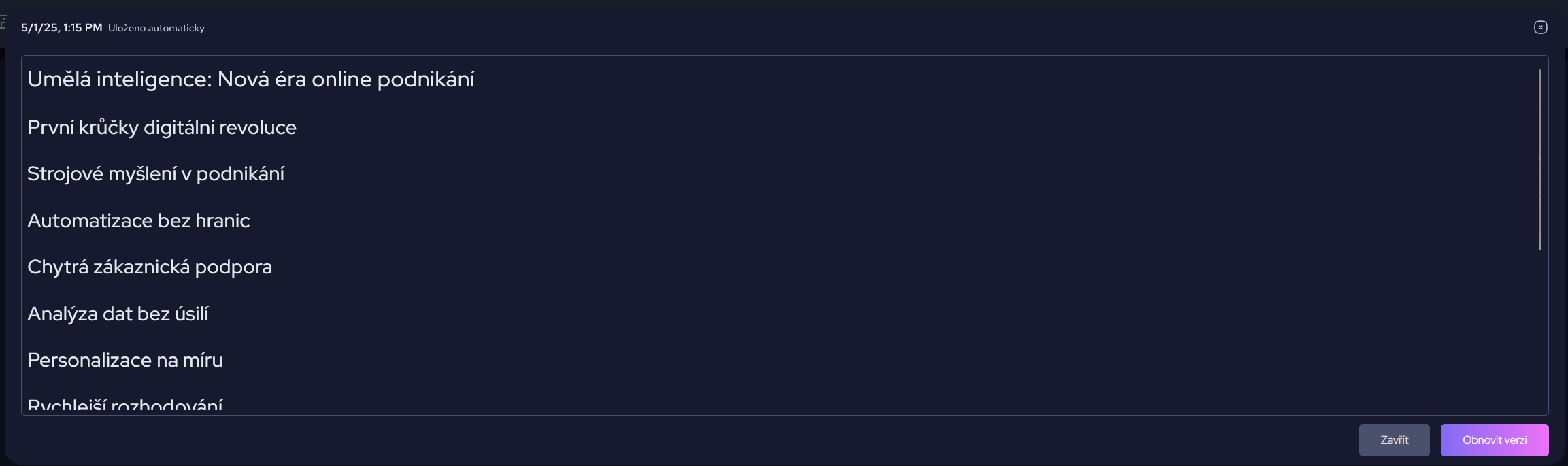 automatické ukládání AI dokumentů
