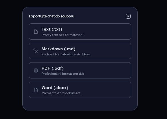 export AI chatu do souboru