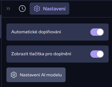 nastavení AI modelů a dokumentů v Editee AI
