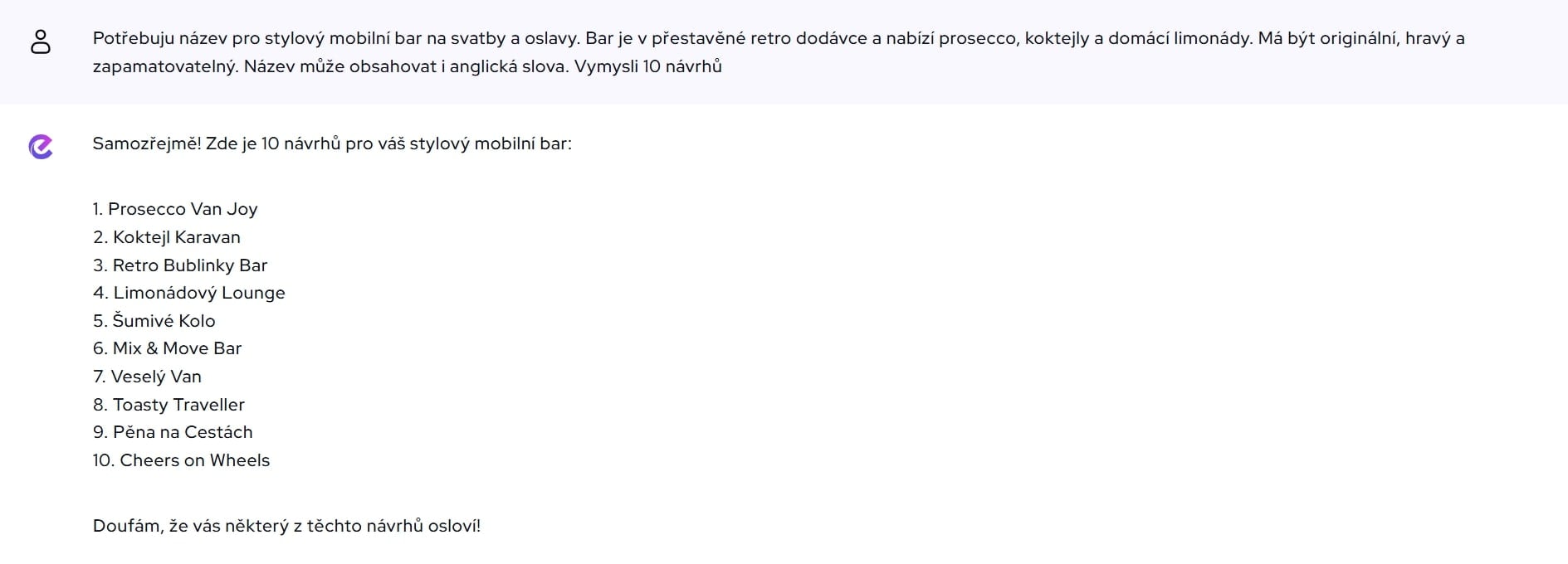 název firmy pomocí AI
