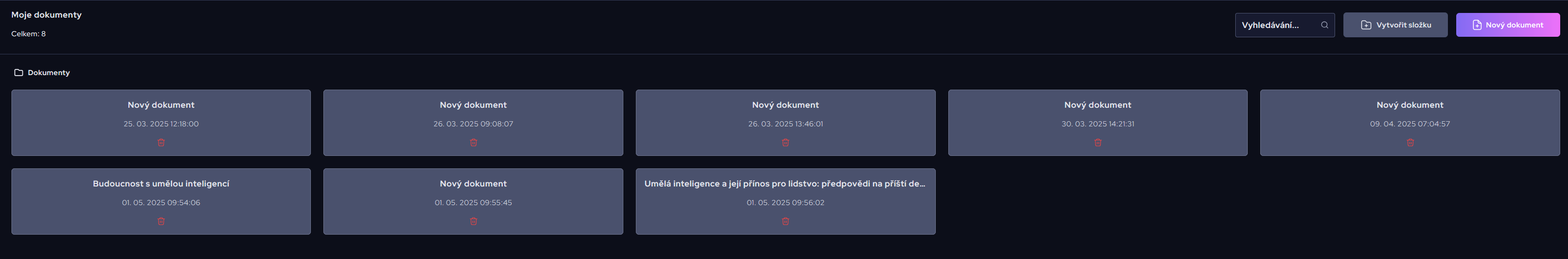 přetahování drag and drop AI dokumentů v AI editee