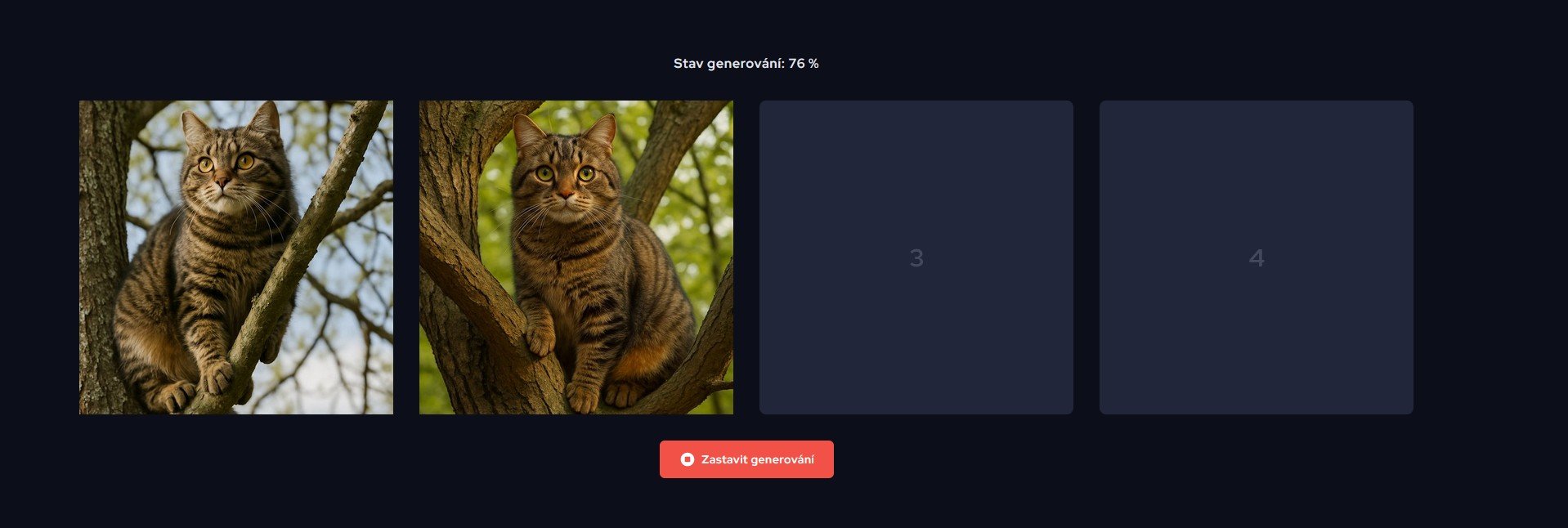 výsledky generování AI obrázků přes Editee NextGen