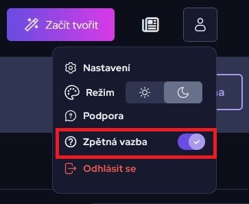 zpětná vazba vypnutí AI editee