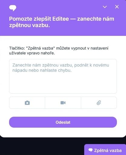 zpětná vazba AI editee